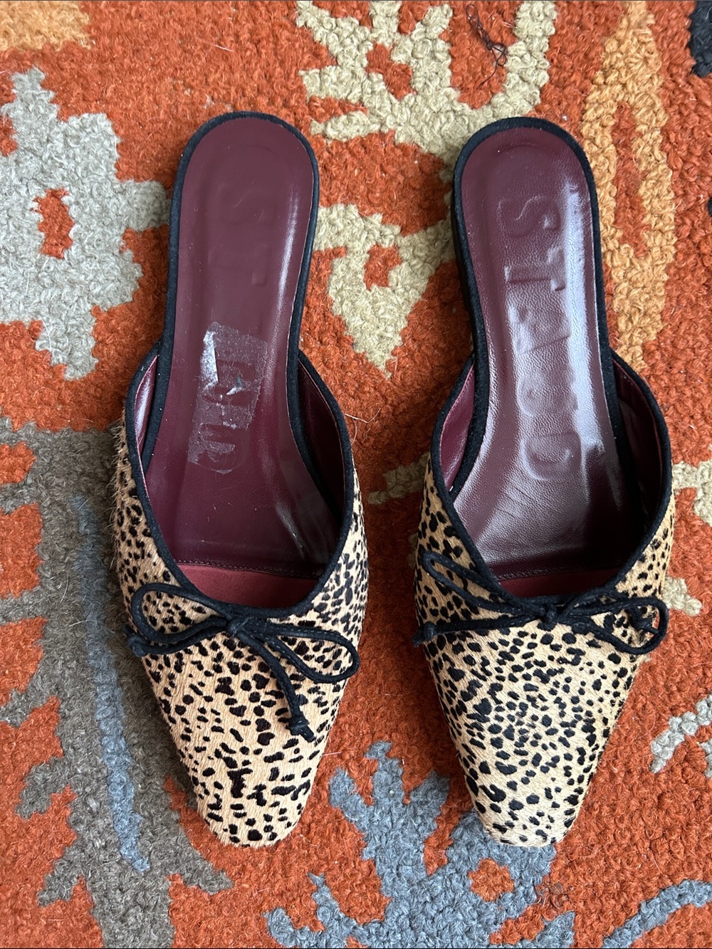 STAUD Gina Mule - Leopard Print Pointed Mule